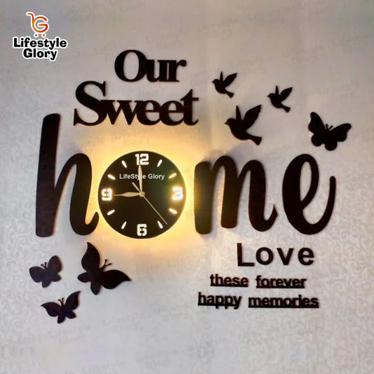 Butterflies and Sweet Home 3D Wooden Wall Clock